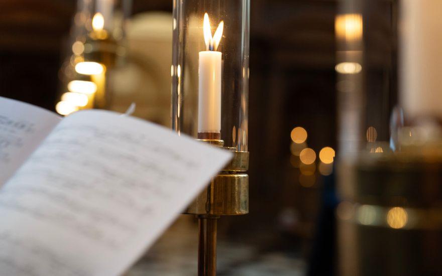 Chapel candles and manuscript